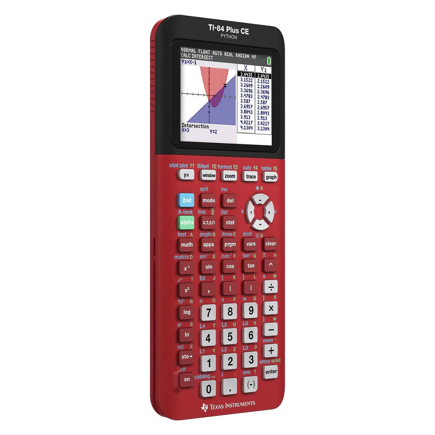 Pre-Owned Texas Instruments TI-84 Plus CE Python Graphing Calculator, Radical Red, Python, Rechargeable, High School and College