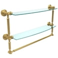thumbnail image 2 of Waverly Place Collection Two Tiered Glass Shelf with Integrated Towel Bar - Satin Chrome / 24 Inch, 2 of 5