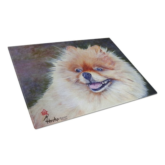 Caroline's Treasures Pomeranian Head Glass Cutting Board Large