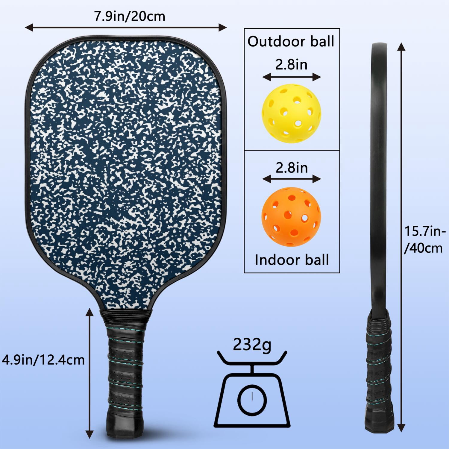 Pickleball Paddles Set Of 1, Fiberglass Surface, Camouflage Print, 1 Paddle, 2 Balls & Bag
