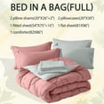 thumbnail image 2 of Bedtreat Full Comforter Sets，7-Pieces Reversible Bedding Sets，Bed in a Bag with Comforter， Flat Sheet and Fitted Sheet, Pillowcases & Shams，Pink/Light Gray, 2 of 8