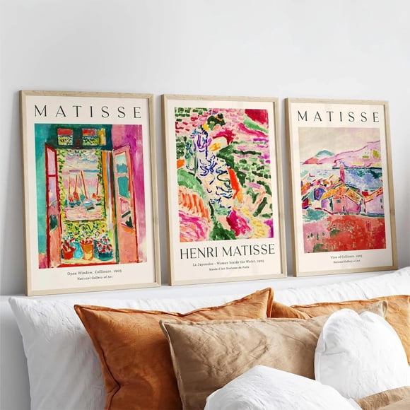 Henri Matisse Wall Art Set of 3 Matisse Poster Aesthetic poster Wall Art Matisse Wall Decor Henri Matisse Vintage Prints Landscape Exhibition Posters Matisse Art for Room Bedroom 24x36 Inch unframe