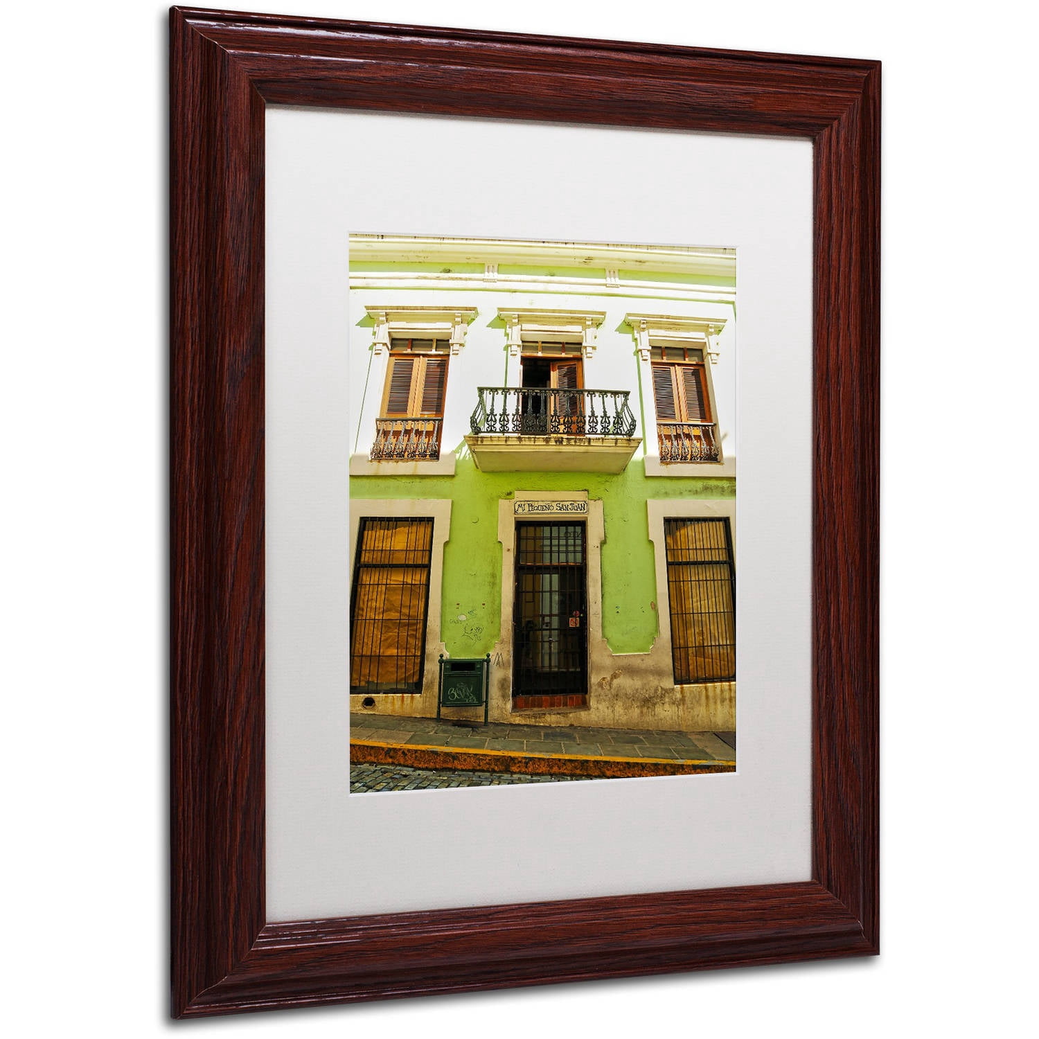 Trademark Fine Art "Old San Juan 5" Canvas Art by CATeyes, White Matte, Wood Frame