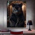 thumbnail image 6 of Mudket Black Panther on Gold Ornate Throne Chair Canvas Wall Art, Luxury Royal Wildlife Wall Pictures for Living Room Print for Office Home Decor , Framed Ready to Hang - 12"L x 8"W, 6 of 9