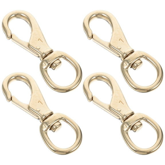 Hemoton 4 Pcs Brass Snap Hooks Heavy Duty Push Gate Swivel Lobster Clasps Keychain Clips Purse Landyard Clip For Straps Belts Leathercraft Golden