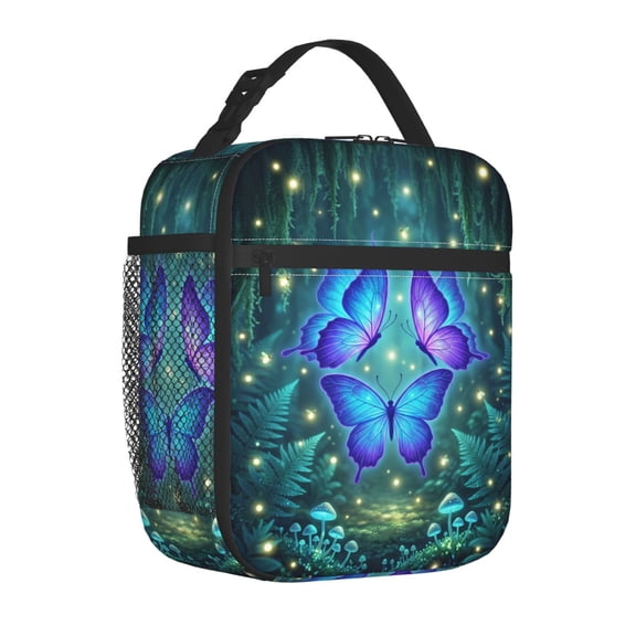 Butterfly Lunch Bag, Celestial Luna Moth Insulated Tote, Reusable Gothic Moon Phase Thermal Cooler, Leak-Resistant Bento Meal Box for Work and Picnics