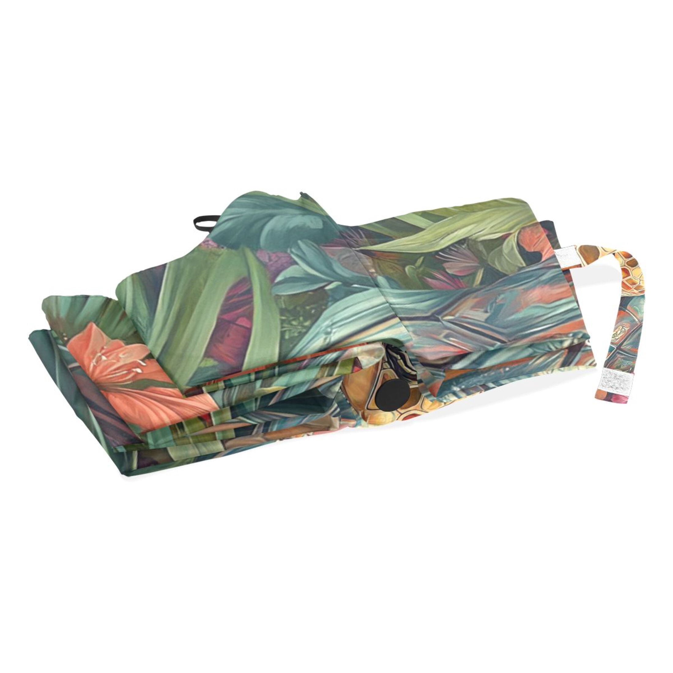 YAZAOO One-Touch Auto Open Close Rain Umbrella With Creative Turtle in A Tropical Paradise Pattern
