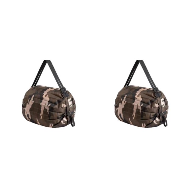 Wweixi Sac de Rangement Réutilisable Pliable Sac de Courses Écologique et Polyvalent pour Voyage Polyester Sacs de Rangement Pliables Sac à Main camouflage Café 2ensemble