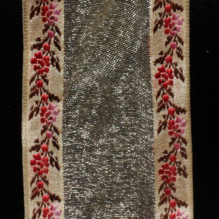 The Ribbon People Ivory and Red Holly Berries Wired Craft Ribbon 1.5" x 27 Yards