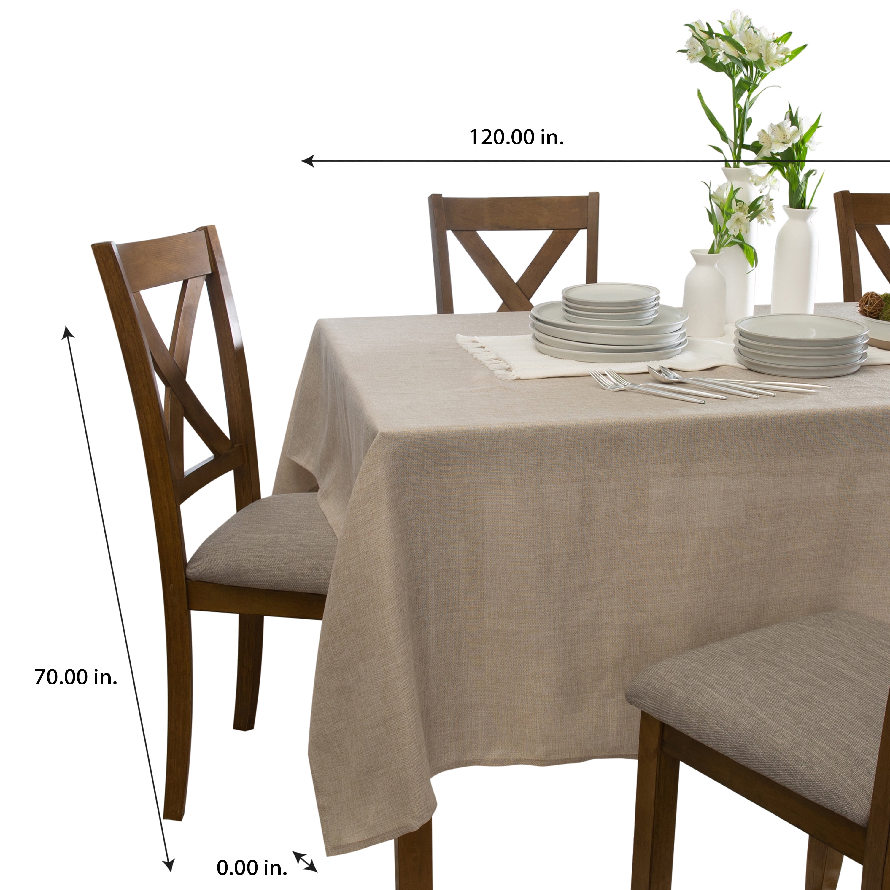 Home Details Chic & Rustic 70"x 120" Rectangle Polyester Tablecloth in Linen