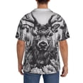 thumbnail image 3 of Fuzoiu Monochrome Deer Floral Print Men's Casual Short,Men's Short Sleeve Shirt,Mens Casual Button Down Shirts,Cuban Collar Summer Shirt for Beach, Vacation, and Outdoor Activities-4X-Large, 3 of 5
