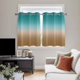 thumbnail image 5 of Teal Brown Ombre Kitchen Curtains Short 45 Inch Length, Turquoise Gradient Modern Abstract Art Grommet Top Bedroom Living Room Curtains, Light Filtering Cafe Curtain Drapes 2 Panels Set 84''x45'', 5 of 9