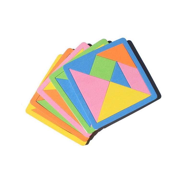 7 Piece Rainbow Color EVA Tangram DIY Foam Brain Puzzle Kids Educational Toys Lh 