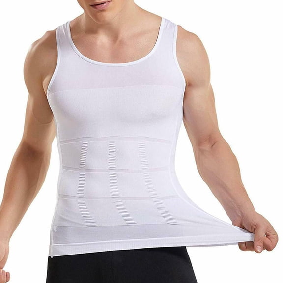 Mens Slimming Body Shaper Vest Shirt Abs Abdomen Slim