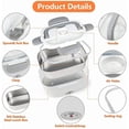 thumbnail image 2 of Electric Lunch Box For Car/Truck/Home/Office, Anti-Burn Dry Automatic Power Off, Sealed Leak-Proof Technology,Removable 304 Stainless Steel Container With fork, spoon & Insulated Bag，Gray, 2 of 5