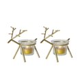 thumbnail image 1 of Golden Reindeer Candleholder Iron Art Candlestick For Holiday Decor Christmas Party 13X3.6X10cm 2Pcs, 1 of 3