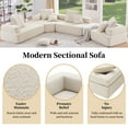 thumbnail image 6 of Loveseat Frame for Luxury Boucle Floor Couch Set, Oversized Modular U Shaped Sectional Sofa, Convertible Sleeper Couch, Spacious Foam-Filled Sofa Bed for Living Room, Beige, 6 of 9