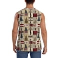 thumbnail image 4 of Lsque Rustic Plaid Forest Lodge Print Men's Cotton Blend Sleeveless Muscle Shirts (S-3XL)- Moisture Wicking, Odor Protection, UPF 30+,Large, 4 of 8