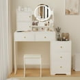 thumbnail image 2 of Makeup Vanity Desk with Mirror and Lights Dressing Table with 5 Drawers Bedroom Storage Cabinet,White 02, 2 of 8