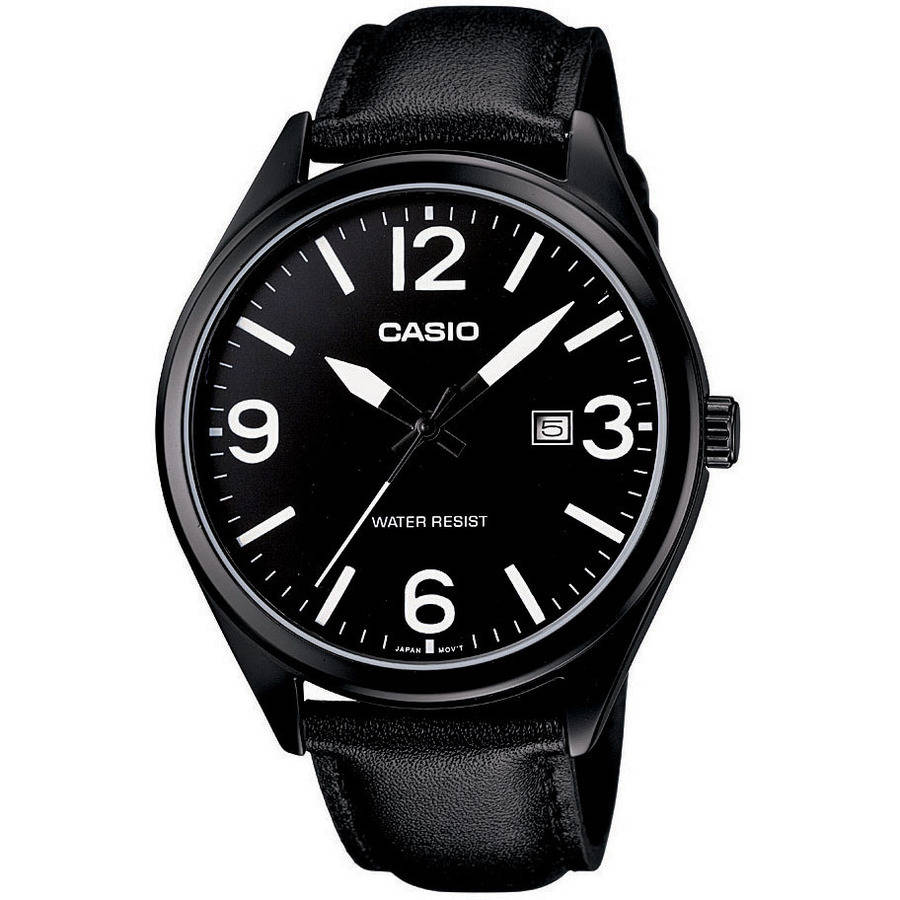 casio men's watch leather strap