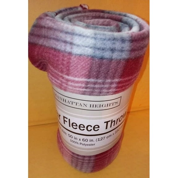 Red, White And Gray Tartan Patterned Blanket 50"X 60" By Manhattan Heights