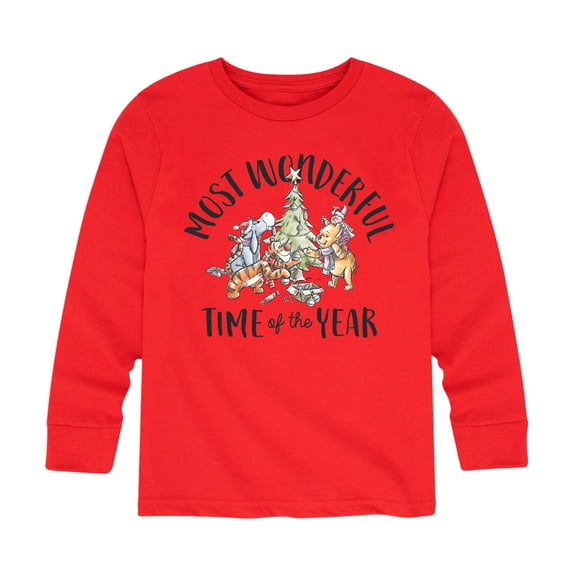 Disney Winnie The Pooh - Christmas Most Wonderful Time of the Year - Toddler & Youth Long Sleeve T-Shirt