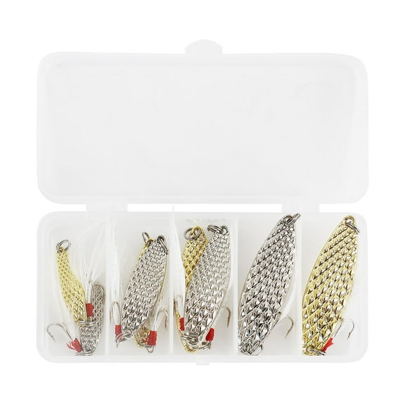 Fishing Spoons Metal Trout Lures Spinnerbaits with Treble Hooks 5 Size Mixed for Salmon Bass Walleye