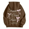 thumbnail image 6 of TrendOFT Cute Bow Graphic Hoodies for Women Oversized Pretty Sweatshirt for Teen Girls Y2K Long Sleeve Hooded Pullover Tops Coffee M, 6 of 7