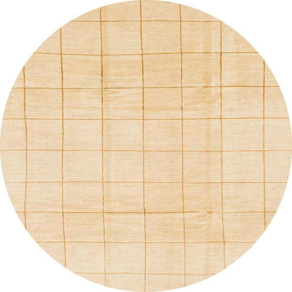 Ahgly Company Indoor Round Abstract Khaki Gold Solid Area Rugs, 5' Round