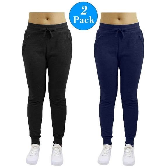 Women's Jogger Pants With Zipper Pockets (2-Pack)