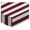 SheetWorld Fitted 100% Cotton Percale Play Yard Sheet Fits BabyBjorn Travel Crib Light 24 x 42, Burgundy Stripe