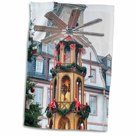 3dRose Holiday pyramid decoration at the Christmas market, Koblenz, Germany - Towel, 15 by