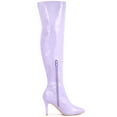 thumbnail image 3 of BLISSFUL STEP Women's Boots Thigh High Patent Leather Stiletto Heel Pointed Toe Zipper Boots Purple 6.5, 3 of 7