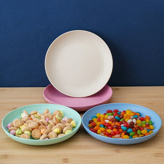 Aierfa 9-Inch Plastic Plate, 4-Color Mixed Environmentally Friendly Dining Plate for Gathering, Party, and Camping