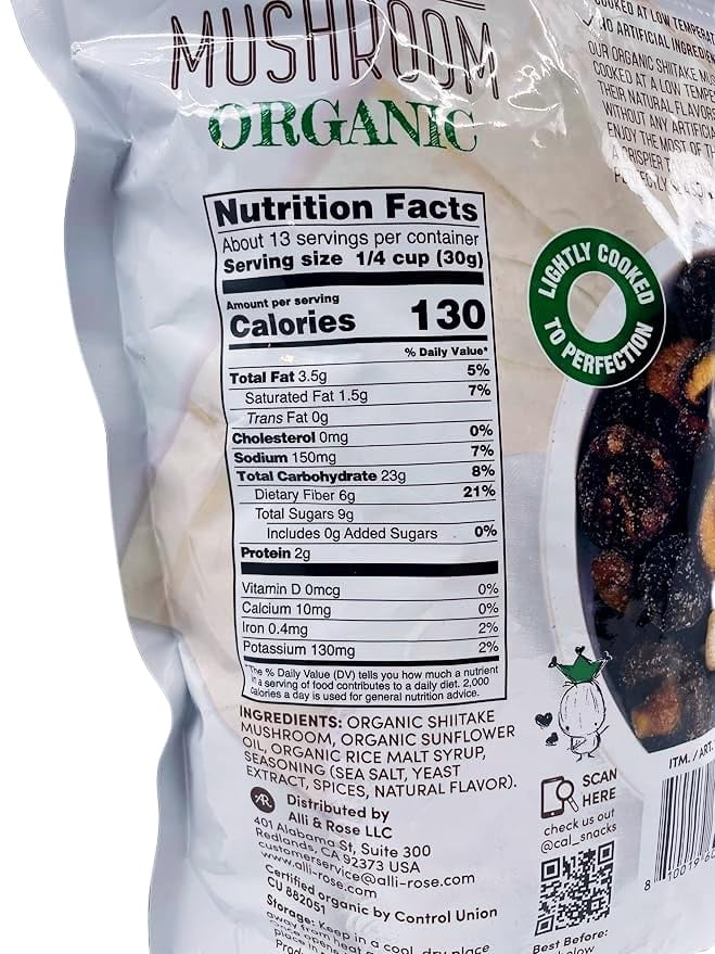 Shiitake Mushroom Organic Crisps, 14.11 Ounces, Resealable Bag