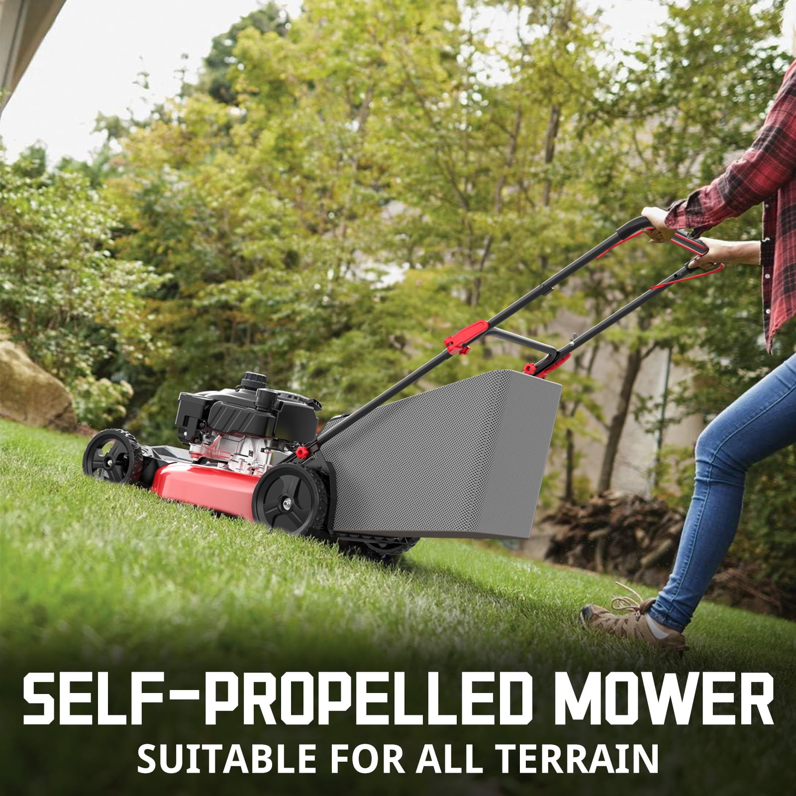 PowerSmart 21" 170cc Gas Self-Propelled Lawn Mower, with 6-Position Height Adjustment
