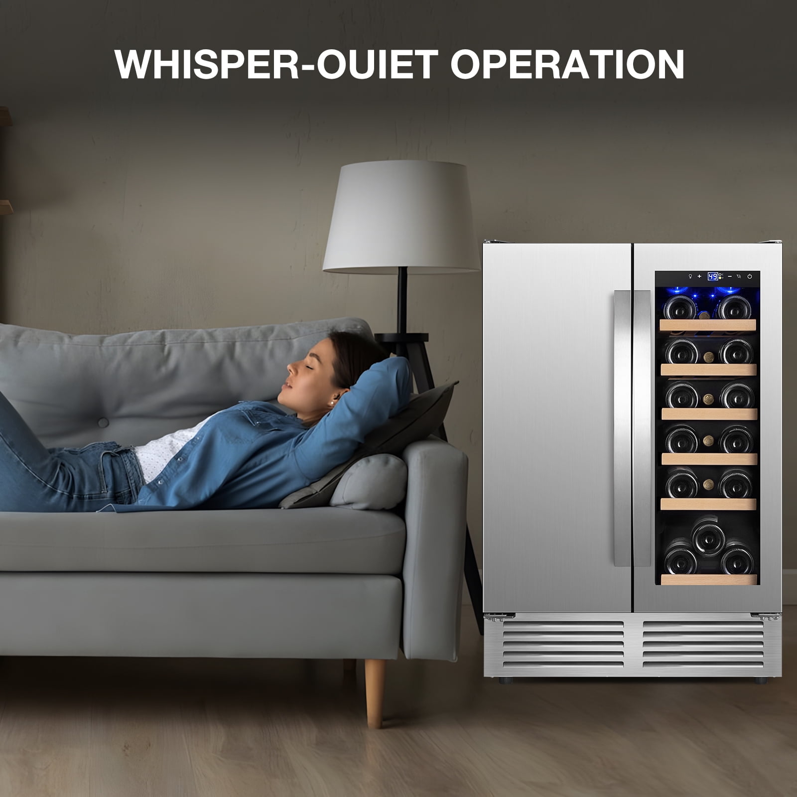 Nipus 24" Wine and Beverage Refrigerator,Dual Zone Hold 18 Bottle and 57 Can,Digital Touch Control,Built-In or Freestanding