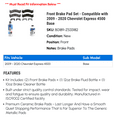 thumbnail image 2 of Front Brake Pad Set - Compatible with 2009 - 2020 Chevy Express 4500 Base 2010 2011 2012 2013 2014 2015 2016 2017 2018 2019, 2 of 2