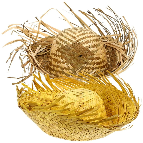 Oecoator 2-Pack Outdoor Beach Hats Straw Sunscreen Hats Lightweight Protective Sun Hats for Women Men