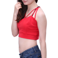 thumbnail image 2 of hde women's plus size strappy crop top cut out spaghetti strap bustier bralette (red, 1x), 2 of 6
