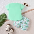 thumbnail image 5 of Toddler Baby Boy Summer Clothes Palm Tree Print Short Sleeve T-Shirt Tops Shorts Set Hawaiian Beach Outfit, 5 of 6