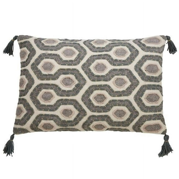 Saro Lifestyle Block Print Modern Down Filled Throw Pillow