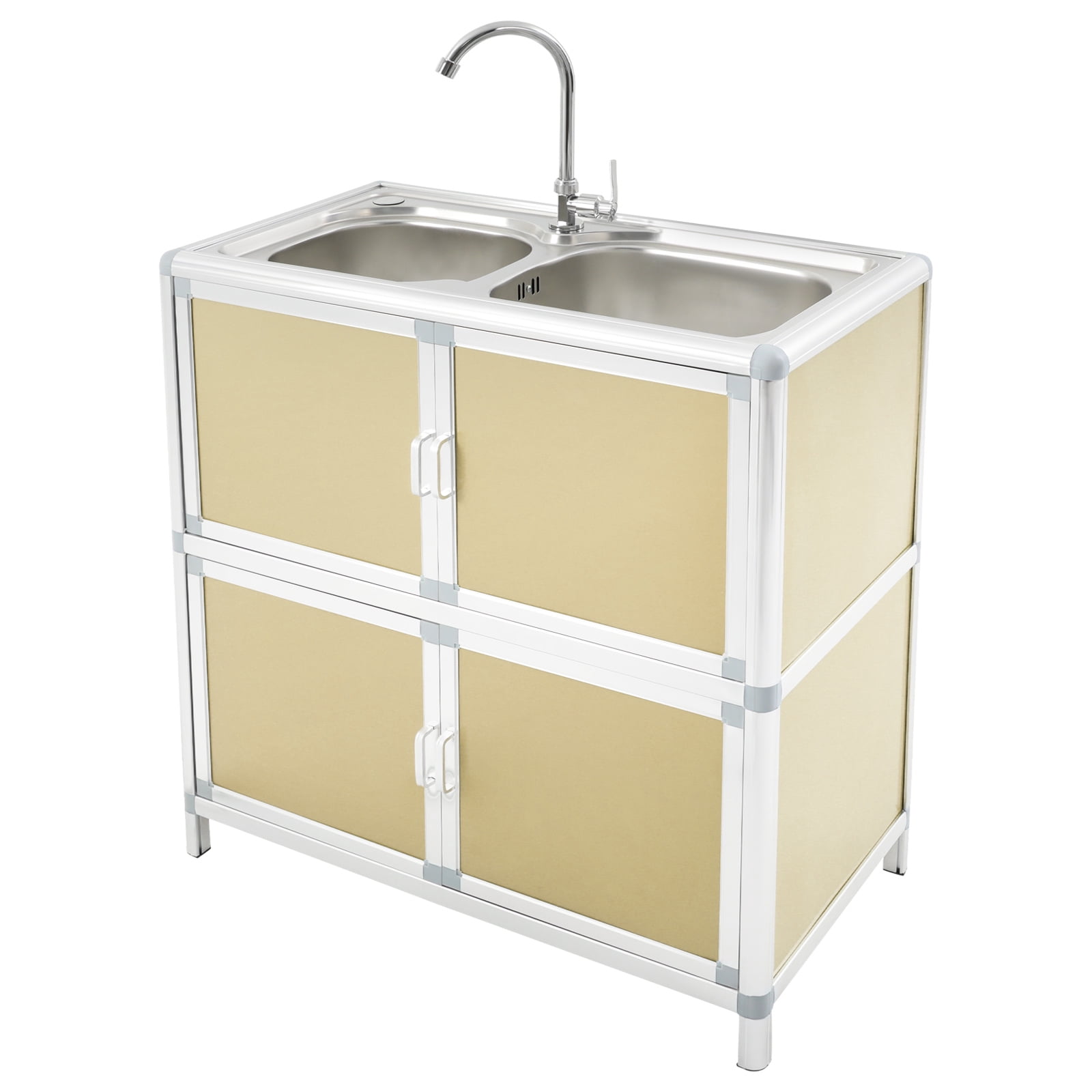 Kitchen Sink with Cabinet, Utility Sinks with Faucet, Freestanding Sink with Storage for Home Kitchen(Gold)