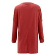 thumbnail image 4 of AXXD Red Basic Dressy Tops for Women 2024 Spring And Fall New Round Neck Long Sleeve Loose Pocket Solid Casual Top, 4 of 4