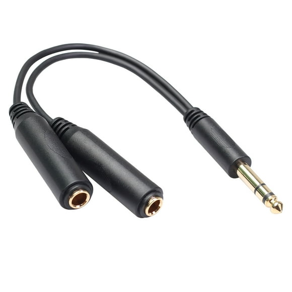 TopLLC 6.35 Stereo Large Three Core One Male Two Female Audio Adapter on Clearance