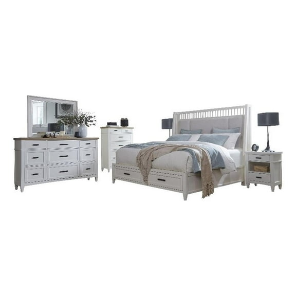 Pemberly Row King Bed 2 Nightstands Dresser Mirror and Chest