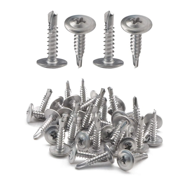 IMScrews 100 tornillos autoperforantes de cabeza de armadura #8 x 3/4 pulgadas, rosca estándar para trabajo en madera, acero inoxidable MDF 410