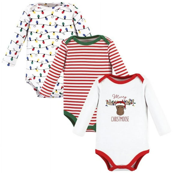 Hudson Baby Cotton Long-Sleeve Bodysuits, 3- Pack, Newborn- 24 Months