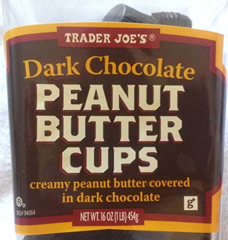 NEW Trader Joe's Dark Chocolate Peanut Butter Cups 4 PACK NO ARTIFICIAL FLAVORS 1 lb each Container NO PRESERVATIVES