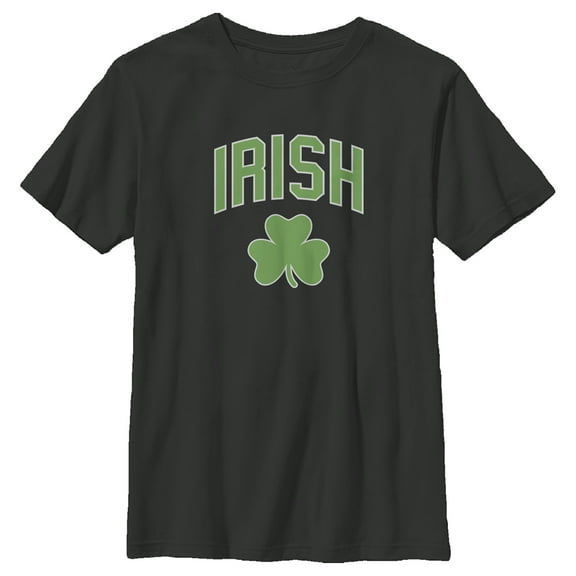 Boy's Lost Gods St. Patrick's Day Irish Shamrock Graphic Tee Black Large